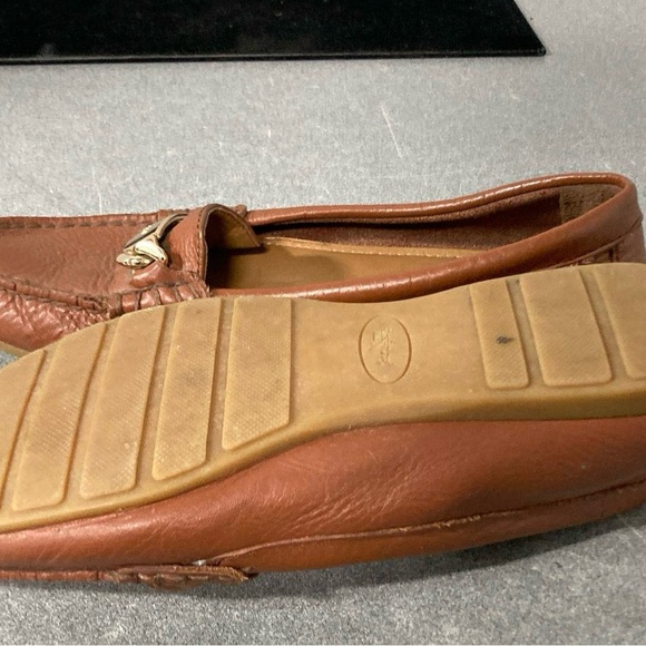 Coach English Tan Leather Driving Loafers With Gold Signature Accent Size 6.5 B - Picture 9 of 10